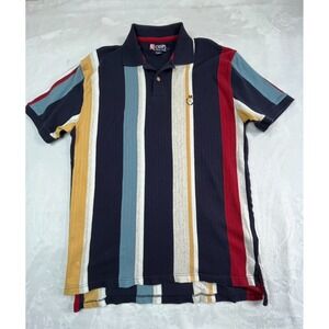 VTG CHAPS Ralph Lauren Mens L Polo Shirt Striped Slim Cut Cotton